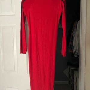 Fashion Nova Red Cold Shoulder Bodycon Dress